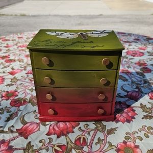 Mini Boho Jewelry Keepsake box Wood Butterfly